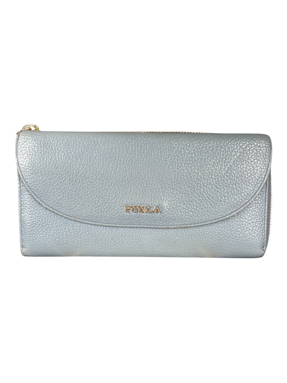 FURLA Blue/Gray Leather Flap/Corner Zip Wallet